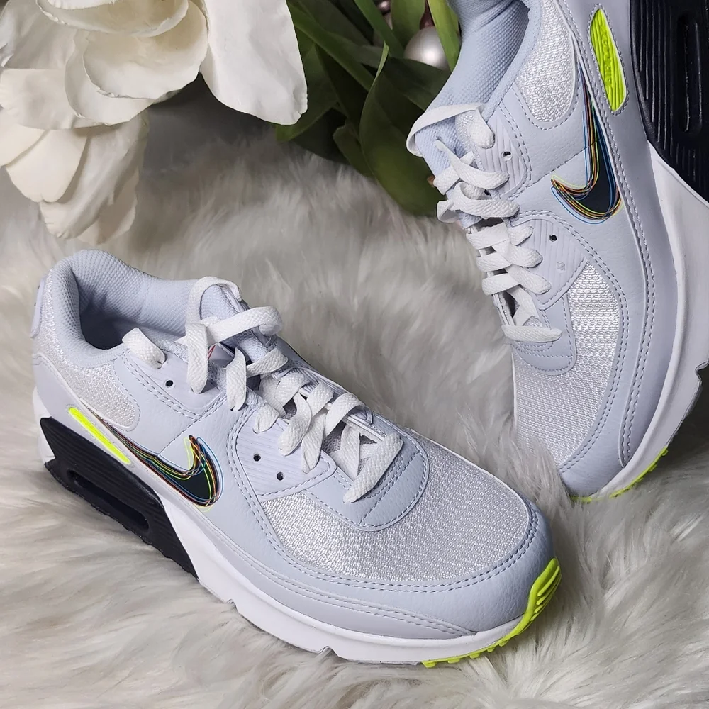 Nike Air Max 90 White/Blackened Blue-Volt (DV3480100) Women 8.5 New